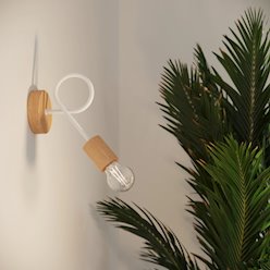 Kinkiet drewniany Ember 1xE27 biały/naturalne drewno