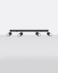 Lampa sufitowa reflektory NERO 4 czarna/chrom