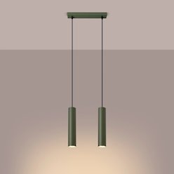 Lampa wisząca podwójna Lagos 2xGU10 listwa zielona oliwka