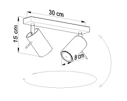 Lampa sufitowa 30cm z 2 reflektorami RING GU10 Szara