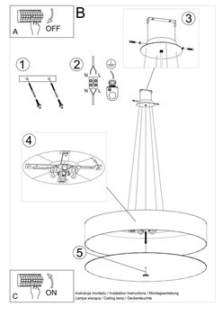 Lampa wisząca SKALA okrągła 90 cm 6xE27 czarna