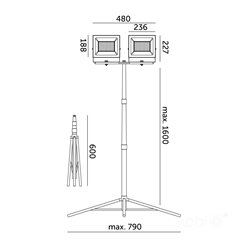 Halogeny LED na statywie 2x100W 17000lm z przewodem 3m