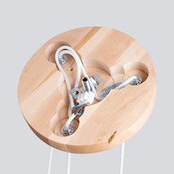 Lampa wiszące kule Pekka okrągła 3xG9 biała/naturalne drewno