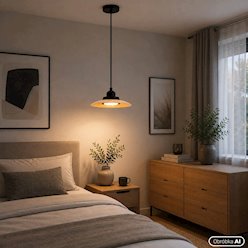 Lampa wisząca CIRVO GX53 okrągła czarna-drewno
