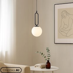Lampa wisząca mleczna kula Bali 15cm 1xE27 dekor czarna