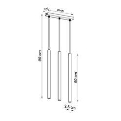 Lampa wisząca tuby PASTELO 3xG9 złota - listwa