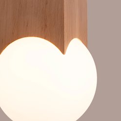 Lampa sufitowa Solis z mleczną kulą 1xG9 naturalne drewno