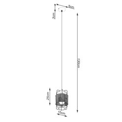 Lampa wisząca Loft GIZUR 1xE27 czarna ze sznurem