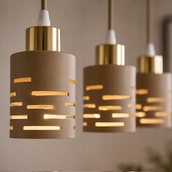 Lampa wisząca belka Timber 3xE27 beż-złoto