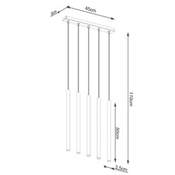 Lampa wisząca tuby PASTELO 5xG9 złota - listwa