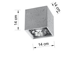 Halogen natynkowy kwadratowy VALDE 14cm 1xAR111 beton