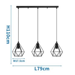 Lampa wisząca Diamond Deco 3xE27 - czarna