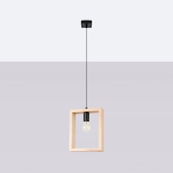 Lampa wisząca drewniana Aries 1xE27 naturalne drewno