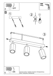 Lampa sufitowa reflektory drewno ZEKE 3 dąb 3xGU10