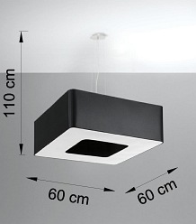 Lampa wisząca kwadratowa URANO 60 cm czarna 8xE27