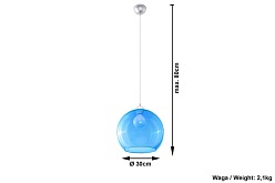 Lampa wisząca błękitna kula BALL 1xE27