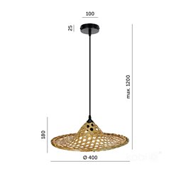 Lampa wisząca Boho Braga 1xE27 ze splecionego bambusa