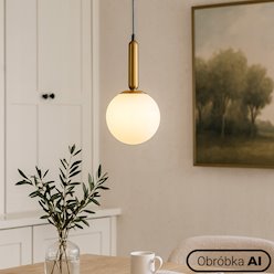 Lampa wisząca mleczna kula Bali 15cm 1xE27 złota