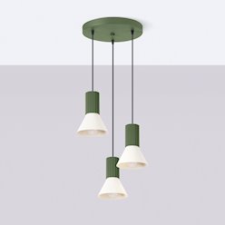 Lampa wisząca potrójna Estria 3xE14 beżowa/zielona oliwka