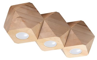 Lampa geometryczna WOODY 3xGU10 drewno