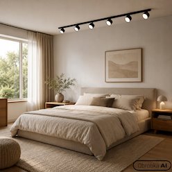 Listwa sufitowa 120cm z okrągłymi reflektorami 6xGX53 czarna