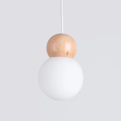 Lampa wisząca drewniana kula Pekka 1xG9 biała/naturalne drewno