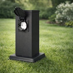 Słupek ogrodowy elektryczny z gniazdem 230V 20cm czarny