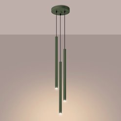 Lampa wisząca potrójna Pastelo 3xG9 okrągła zielona oliwka