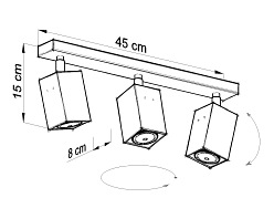 Listwa sufitowa reflektory MERIDA 3xGU10 Szara