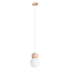 Lampa wisząca drewniana kula Pekka 1xG9 biała/naturalne drewno