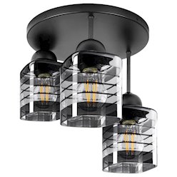 Lampa sufitowa 3xE27 Trivo czarna ze szklanymi kloszami