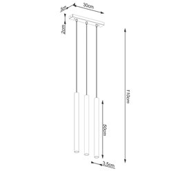 Lampa wisząca tuby PASTELO 3xG9 drewno - listwa