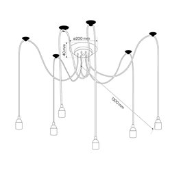 Lampa wisząca pająk ARANEA 6xE27 czarna