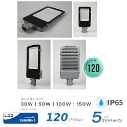 Oprawa Uliczna LED V-TAC Samsung 30W Szara VT-30ST 6400K 3600lm