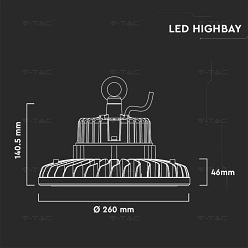 Lampa LED V-TAC High Bay Samsung 100W 120st 120lm/W 1-10V VT-9-114 4000K 12000lm