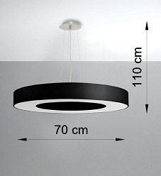 Lampa wisząca okrągła SATURNO SLIM 70 cm czarna 6xE27