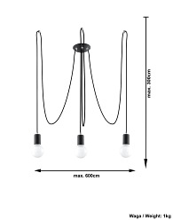 Żyrandol wiszące żarówki EDISON 3xE27 Czarny