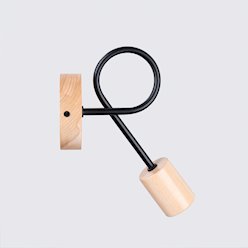 Kinkiet drewniany Ember 1xE27 czarny/naturalne drewno