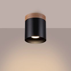 Oprawa natynkowa Rif 1xGU10 czarny/naturalne drewno