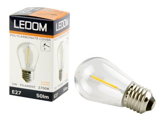 Żarówka LED E27 Ledom Filament ST45 1W 50lm 2700K