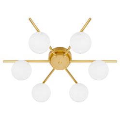 Złota lampa sufitowa mleczne kule 6xG9 58cm