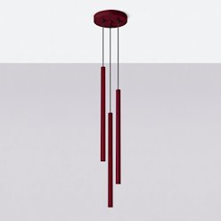 Lampa wisząca potrójna tuba  Pastelo 3P 3xG9 okrągła burgundowa