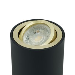 Tuba sufitowa GU10 okrągła 80x84mm czarna - złoty Ring