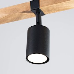 Lampa drewniana z reflektorami Fager 3xGU10 czarna