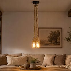 Lampa wisząca sznur 2xE27 120cm czarna podsufitka
