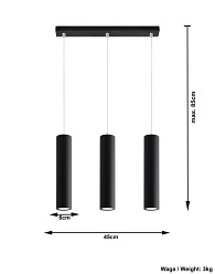 Potrójna lampa wisząca LAGOS 3xGU10 Czarna