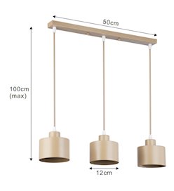 Lampa wisząca Loft 3xE27 Elena listwa 50cm beżowa