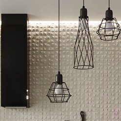 Lampa wisząca designerska SUBA 3xE27 czarna