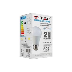 Żarówka LED V-TAC 9W E27 A60 Czujnik MV VT-2219 4000K 806lm