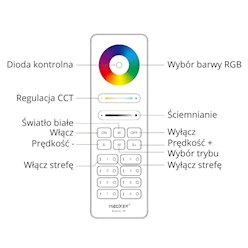 Pilot Mi-Light C8 biały RGB-CCT - 8 stref